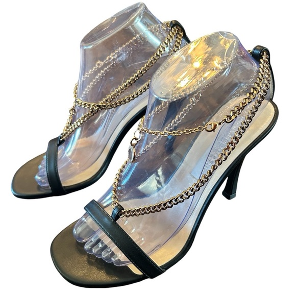 Stella McCartney 100mm Stella Eco Alter Gold Chain High Heels NEW EU 37 US 7 - Picture 1 of 11